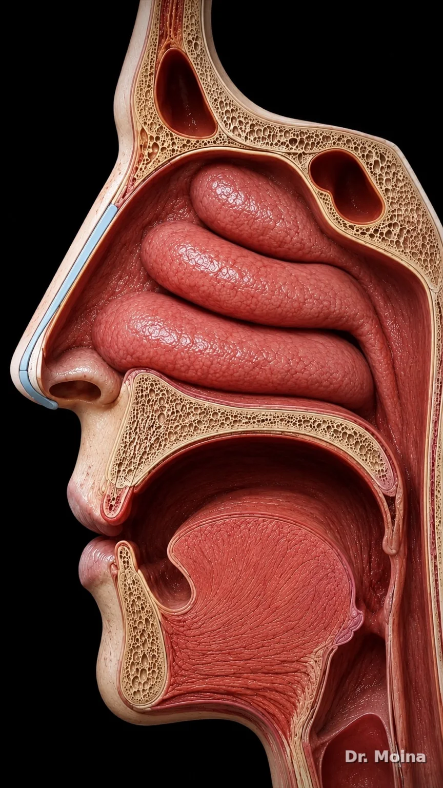Cornetes nasales hipertróficos antes de la cirugía de cornetes – Dr. Moina