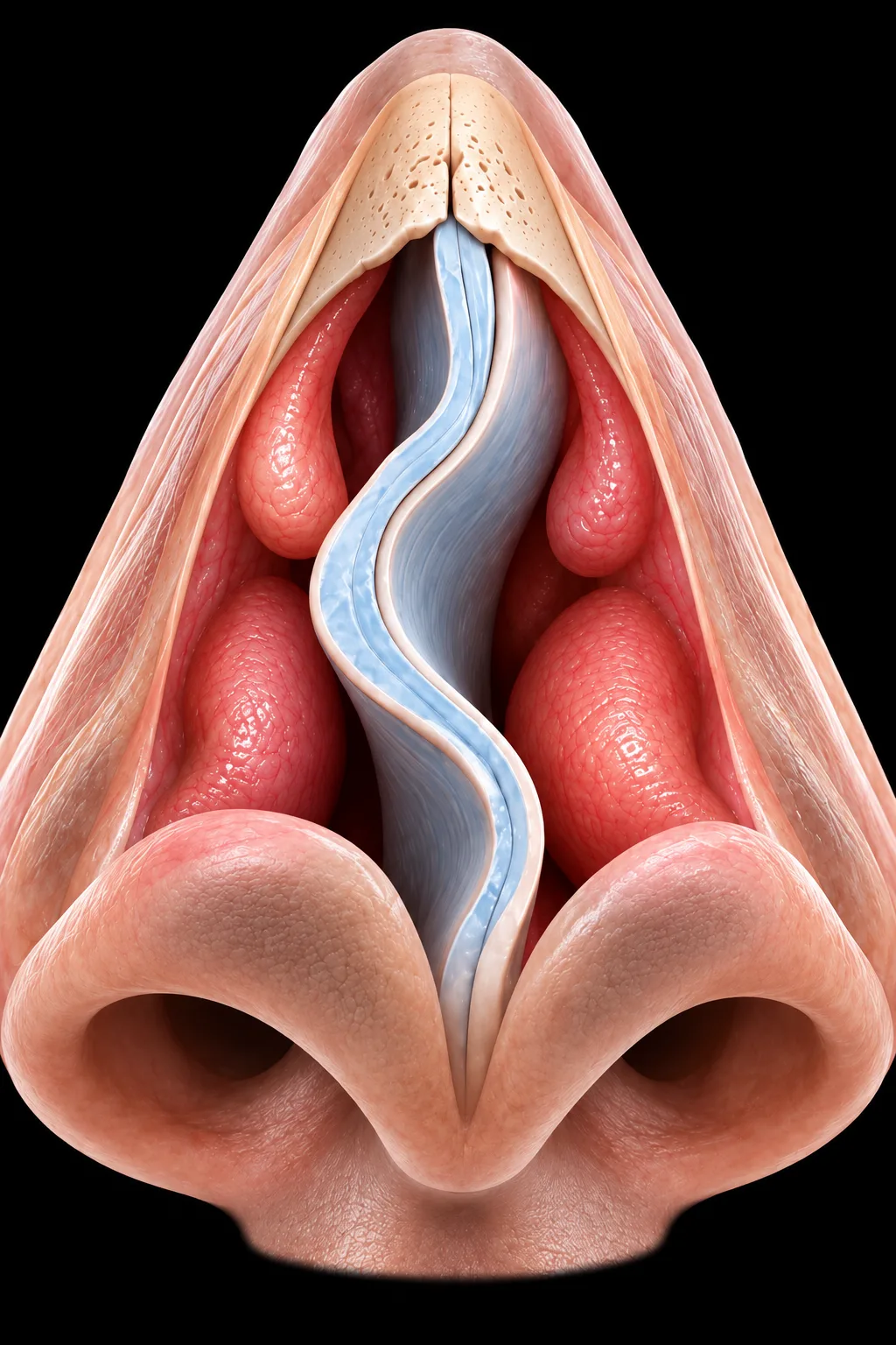 Tabique nasal desviado antes de una septoplastia